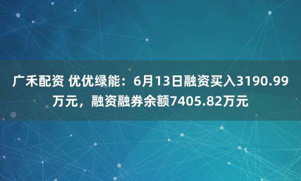 广禾配资 优优绿能：6月13日融资买入3190.99万元，融资融券余额7405.82万元